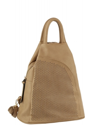 Lazer Cut Convertible One & Double Strap Backpack JNM-0103-1 STONE